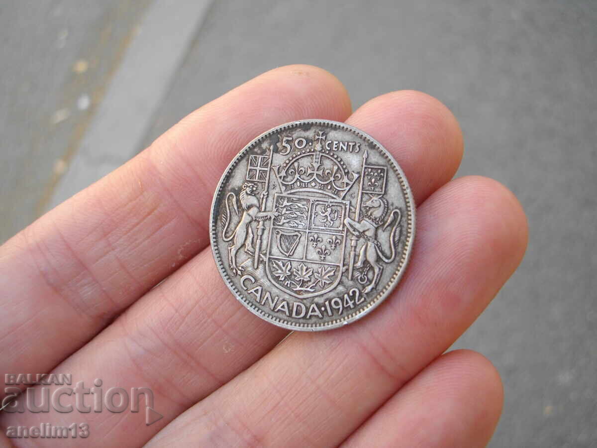Delivery of 50 CENTS 1942 CANADA SILVER
