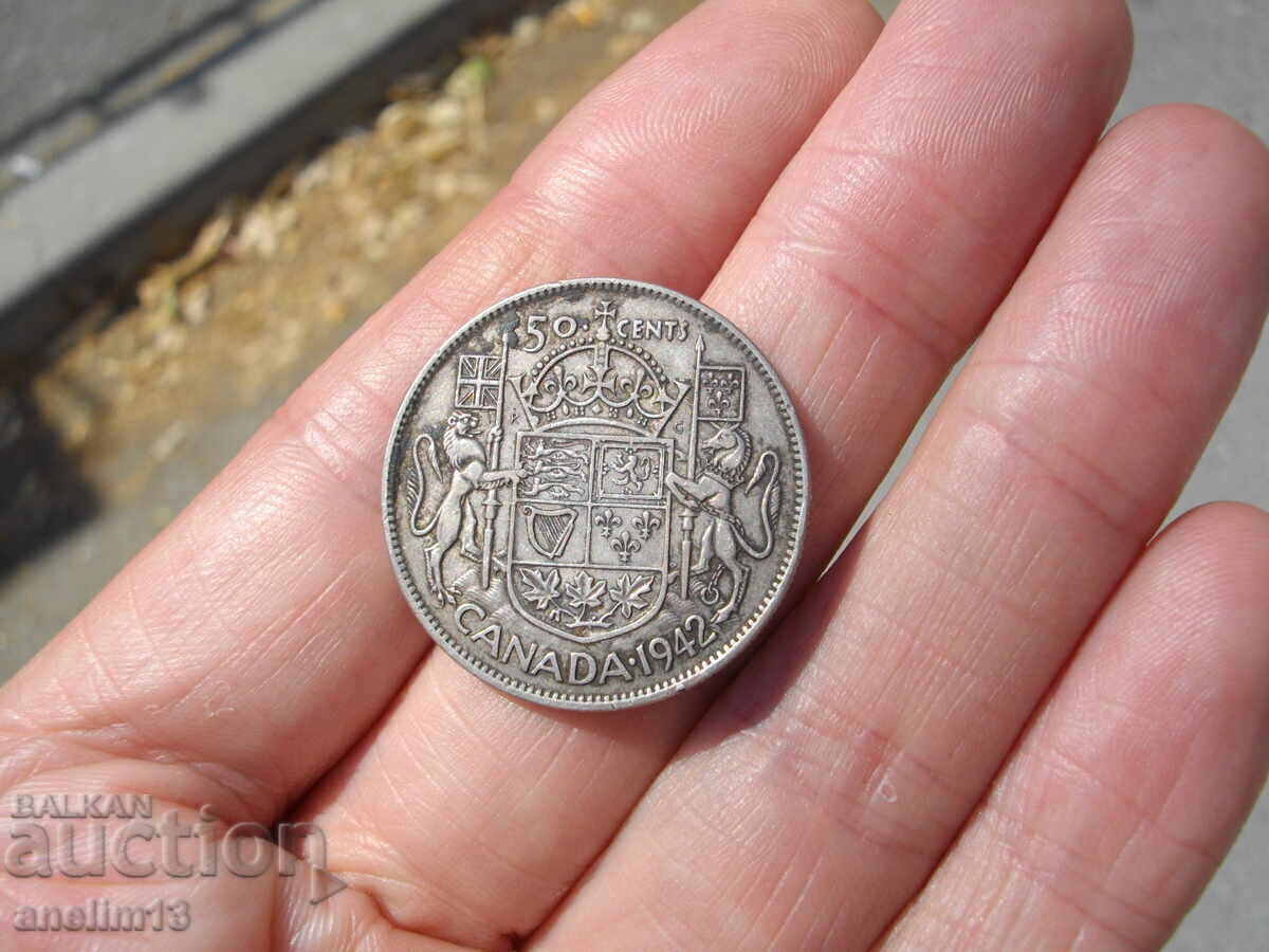 50 CENTS 1942 CANADA SILVER