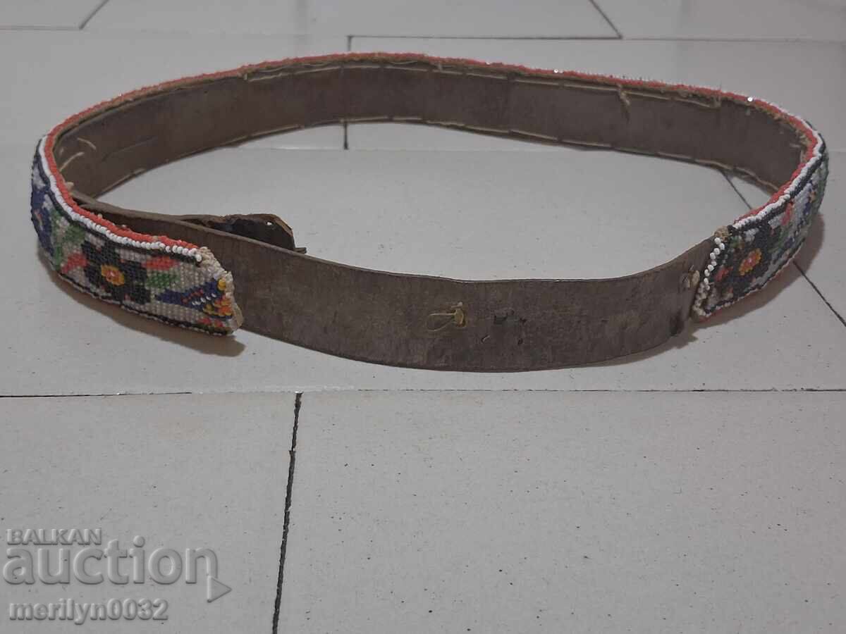 Auction Belt from a folk costume with beads, beaded children's belt, blue beads Auction Belt from a folk costume with beads, beaded children's belt, blue beads