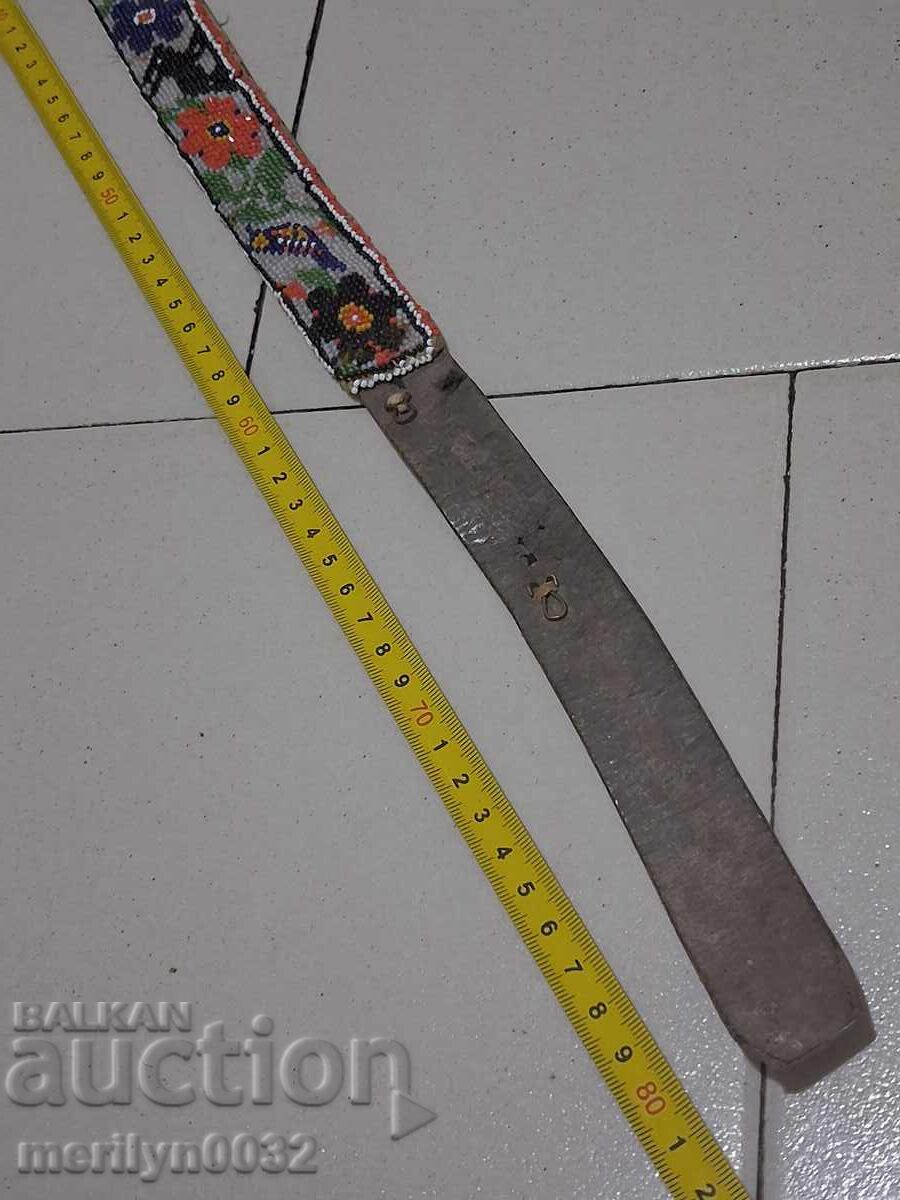 Delivery of Belt from a folk costume with beads, beaded children's belt, blue beads Delivery of Belt from a folk costume with beads, beaded children's belt, blue beads