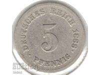 Germania - 5 Pfennig - 1888 F - KM# 3 - Wilhelm I - tip 1 - scut mare