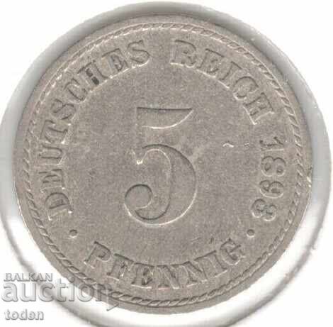 Germany-5 Pfennig-1893 A-KM# 11-Wilhelm II-t. 2-small shield