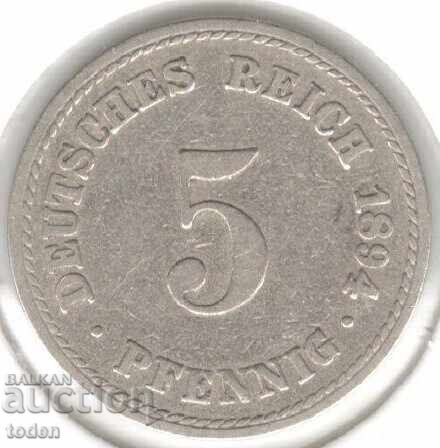 Γερμανία - 5 Pfennig - 1894 A - KM# 11 - Wilhelm II - τ. 2 - μικρή ασπίδα