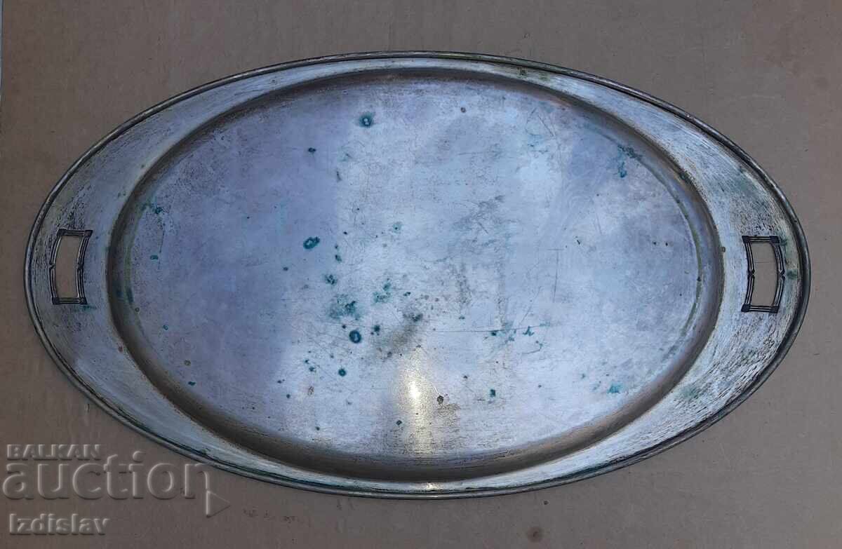 Аукцион Старинен месингов посребрен поднос Арт Деко Аукцион Старинен месингов посребрен поднос Арт Деко