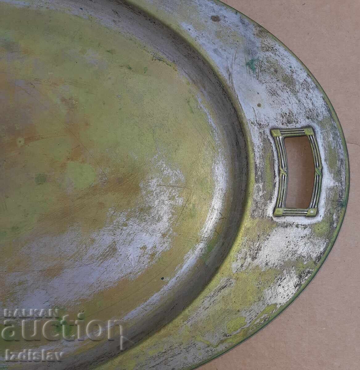 Доставка на Старинен месингов посребрен поднос Арт Деко Доставка на Старинен месингов посребрен поднос Арт Деко