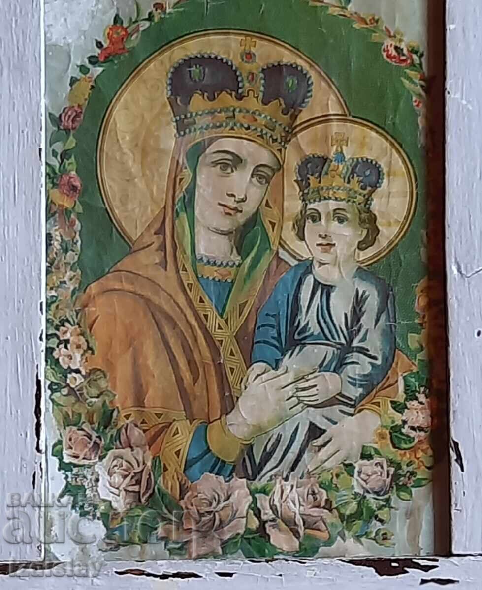 Παλιά οικιακή εικόνα της Παναγίας, χρωμολιθογραφία με τιμή 50.00 BGN | € 25.56