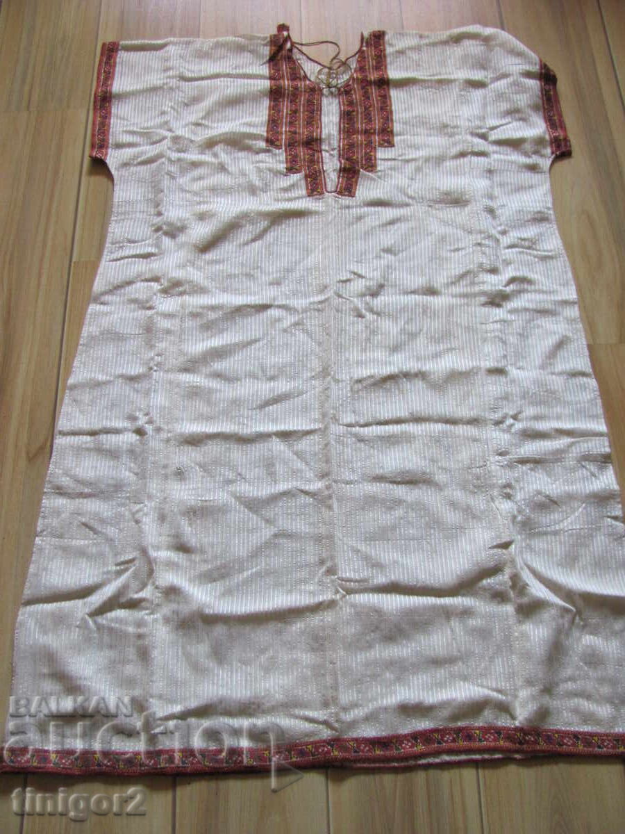 19th century shirt for traditional costume, silk fringe, embroidery