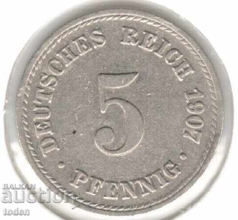 Germania - 5 Pfennig - 1907 A - KM# 11 - Wilhelm II - t. 2 - scut mic