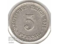 Germania - 5 Pfennig - 1912 E - KM# 11 - Wilhelm II - t. 2 - scut mic