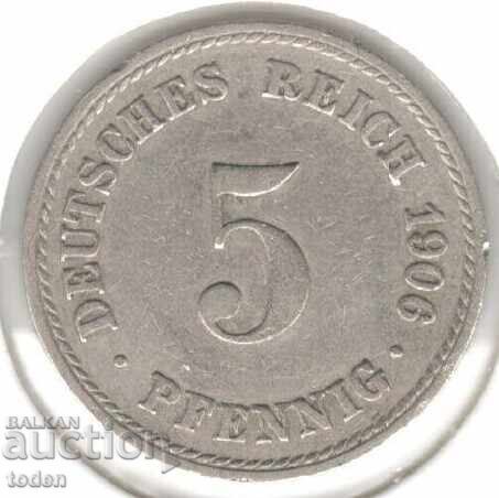Germany 5 Pfennig 1906 A - KM# 11 - Wilhelm II - Type 2 - Small Shield Germany 5 Pfennig 1906 A - KM# 11 - Wilhelm II - Type 2 - Small Shield