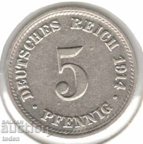 Germania - 5 Pfennig - 1914 D - KM# 11 - Wilhelm II - t. 2 - scut mic