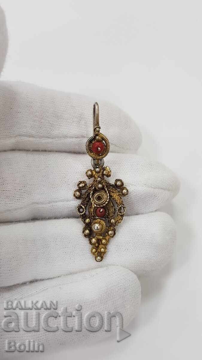 Rară cercească de argint aurit de renaștere Arpali 19 secol - 6 Rară cercească de argint aurit de renaștere Arpali 19 secol - 6