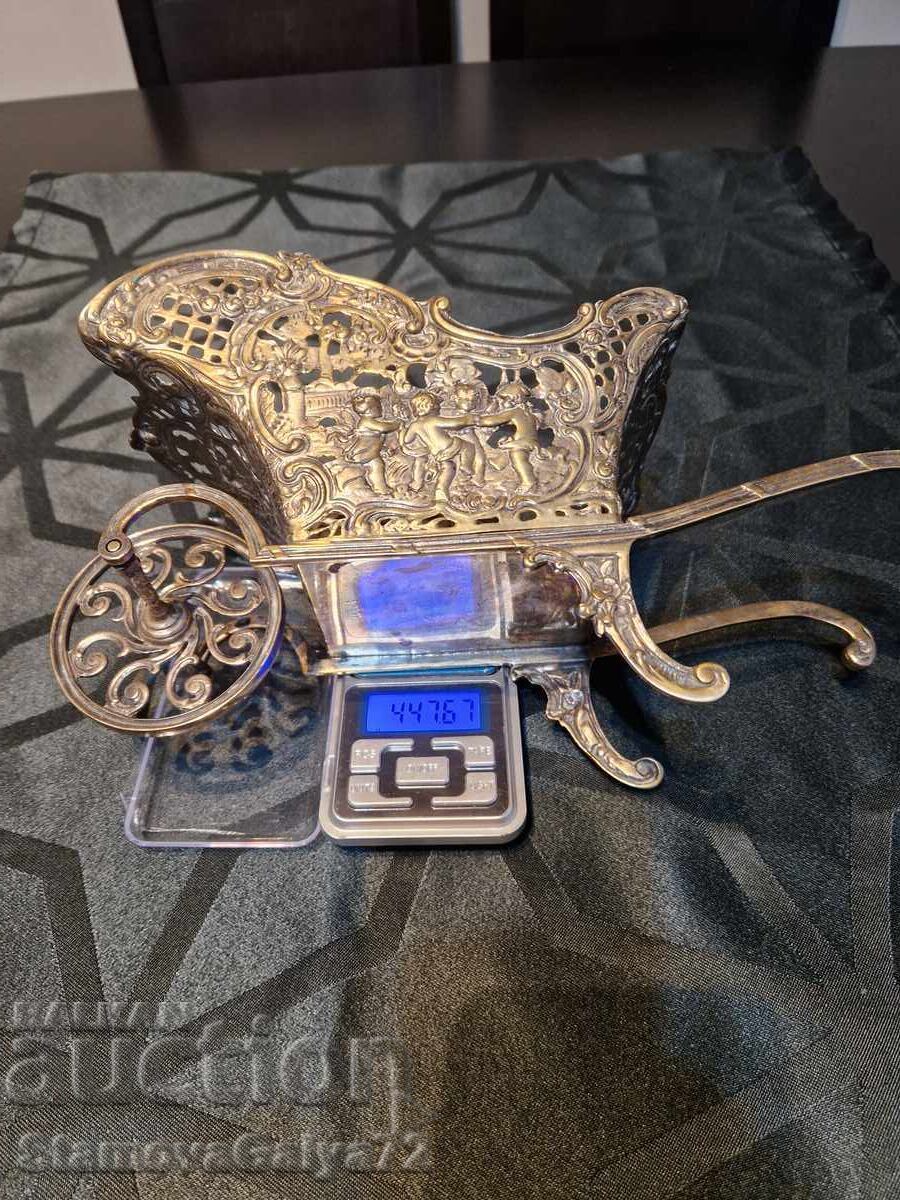 Unique Antique Victorian Silver Wine Cart - 7