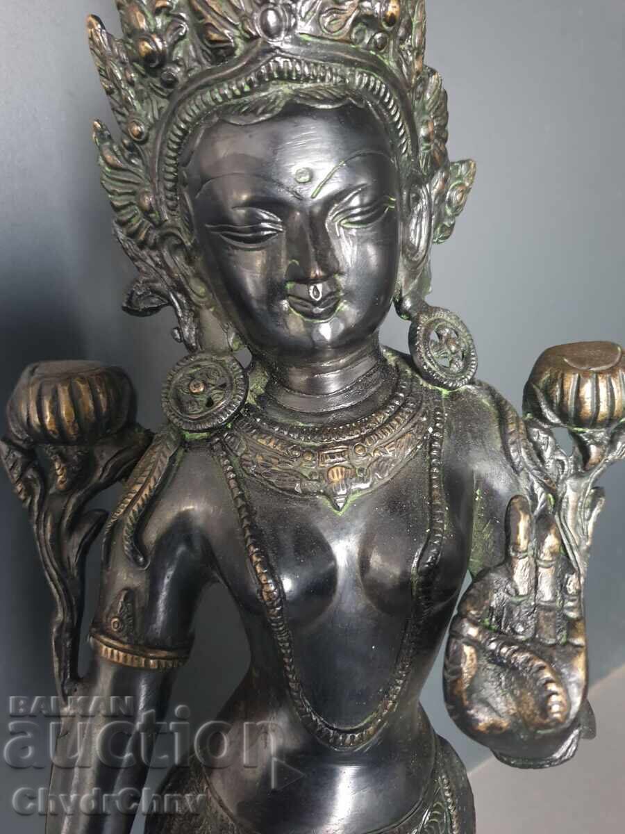 Παράδοση Παλαιό ασιατικό μπρούτζινο γλυπτό/φιγούρα της θεάς Τάρα