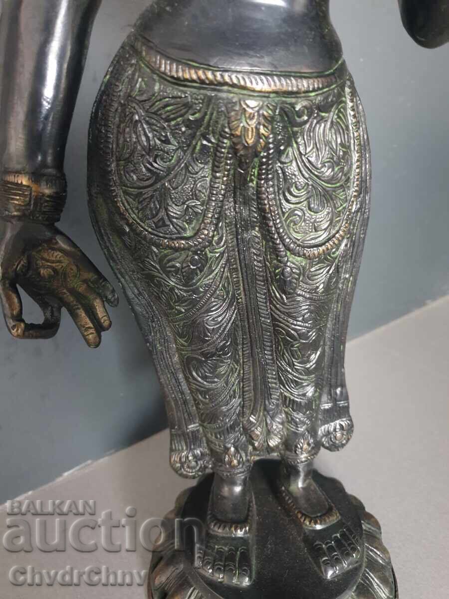 Παλαιό ασιατικό μπρούτζινο γλυπτό/φιγούρα της θεάς Τάρα - 5