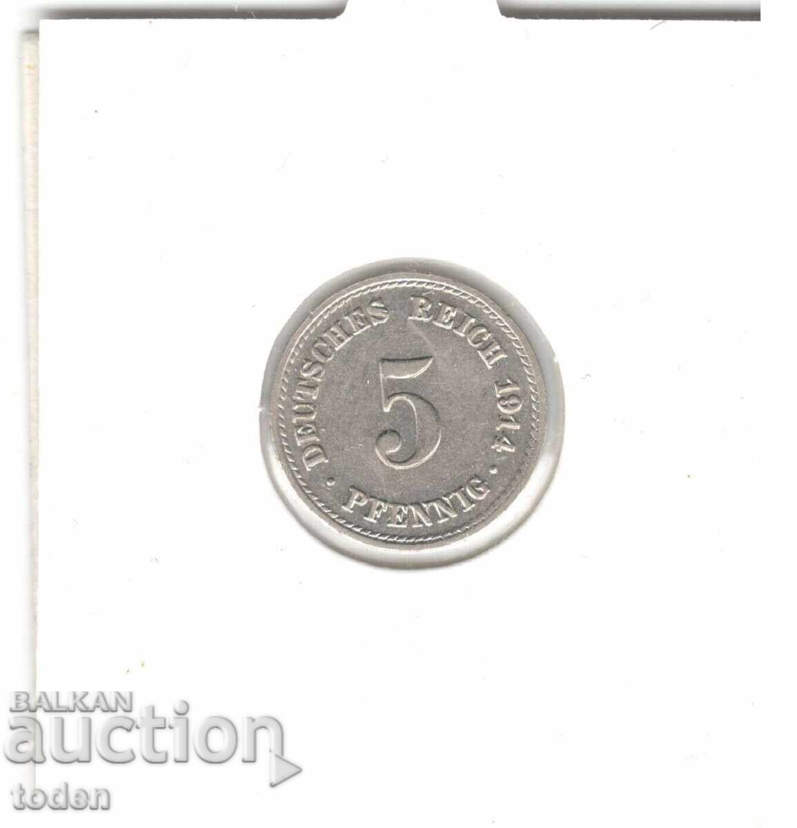 Аукцион Germany-5 Pfennig-1914 A-KM# 11-Wilhelm II-t. 2-small shield