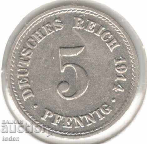 Germany-5 Pfennig-1914 A-KM# 11-Wilhelm II-t. 2-small shield