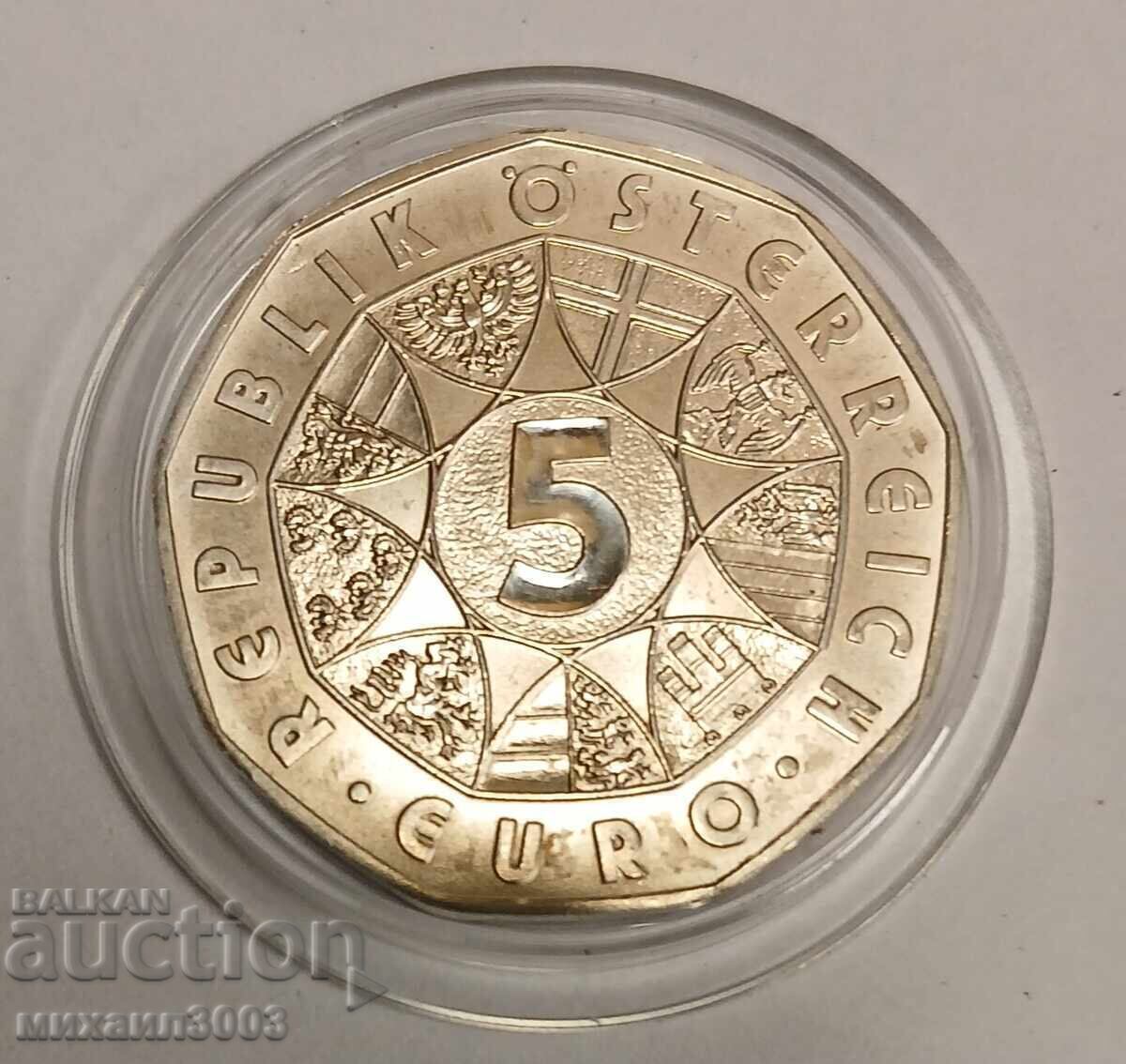 Austria 5 euro 2003 argint puritate 800/1000 10 grame