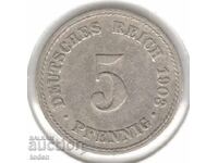 Germania - 5 Pfennig - 1903 F - KM# 11 - Wilhelm II - t. 2 - scut mic
