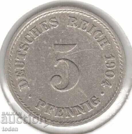 Germany 5 Pfennig 1904 F - KM# 11 - Wilhelm II - Type 2 - Small Shield Germany 5 Pfennig 1904 F - KM# 11 - Wilhelm II - Type 2 - Small Shield