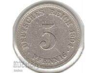Germania - 5 Pfennig - 1904 F - KM# 11 - Wilhelm II - t. 2 - scut mic
