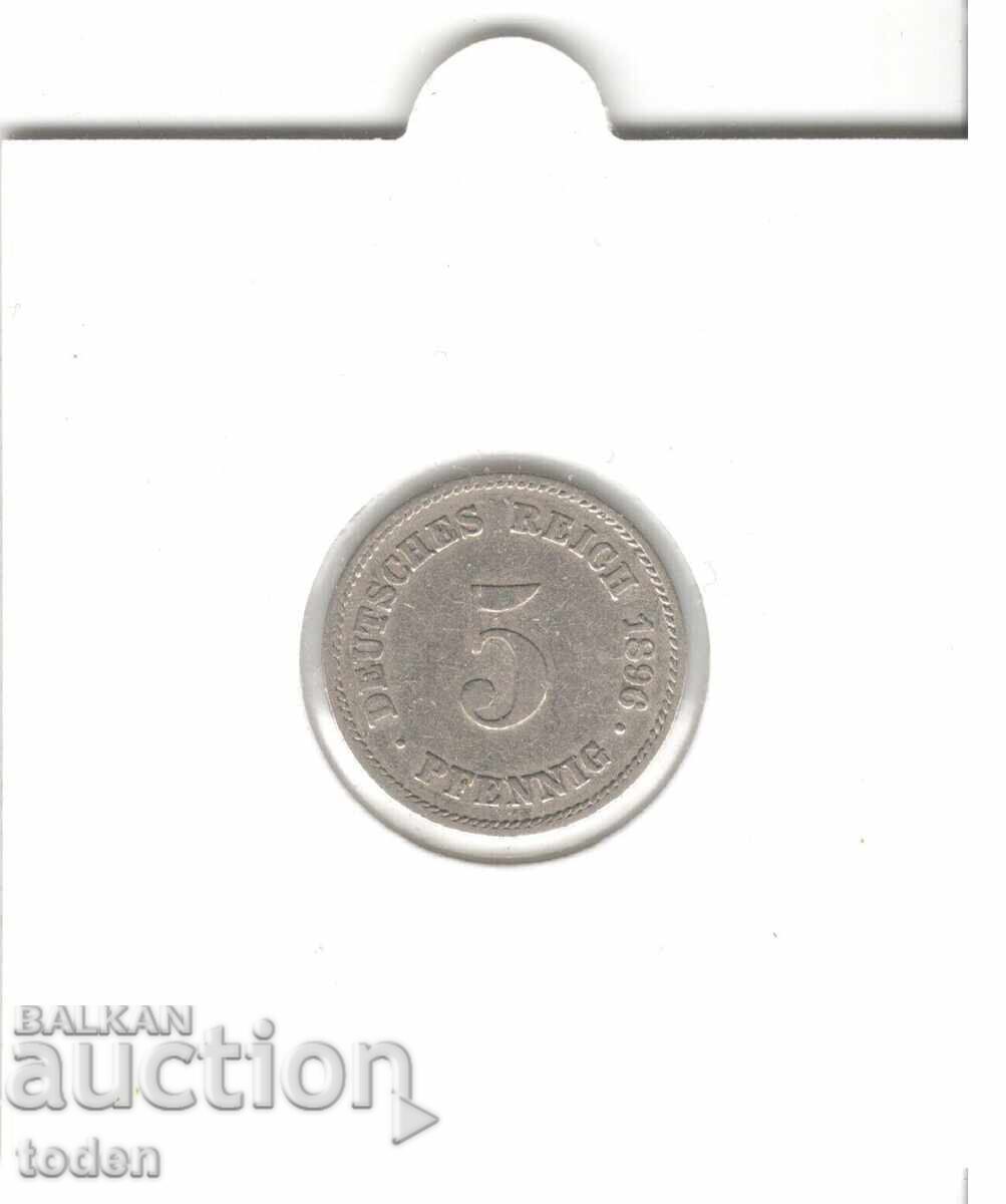 Auction Germany - 5 Pfennig - 1896 E - KM# 11 - Wilhelm II - Type 2 - Small Shield Auction Germany - 5 Pfennig - 1896 E - KM# 11 - Wilhelm II - Type 2 - Small Shield