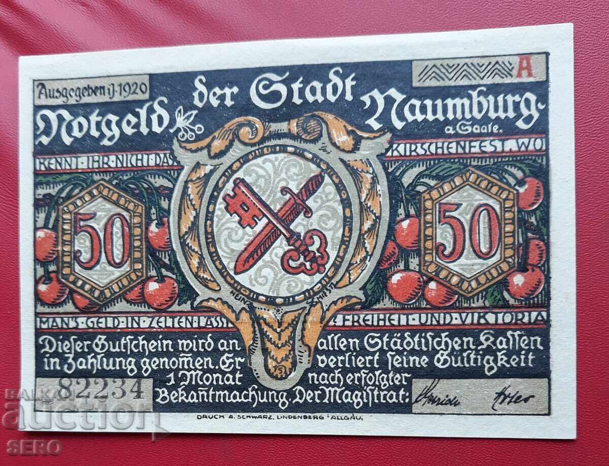 Bancnota-Germania-Saxonia-Naumburg-50 pfennig 1920 cu preț 2.00 BGN | € 1.02