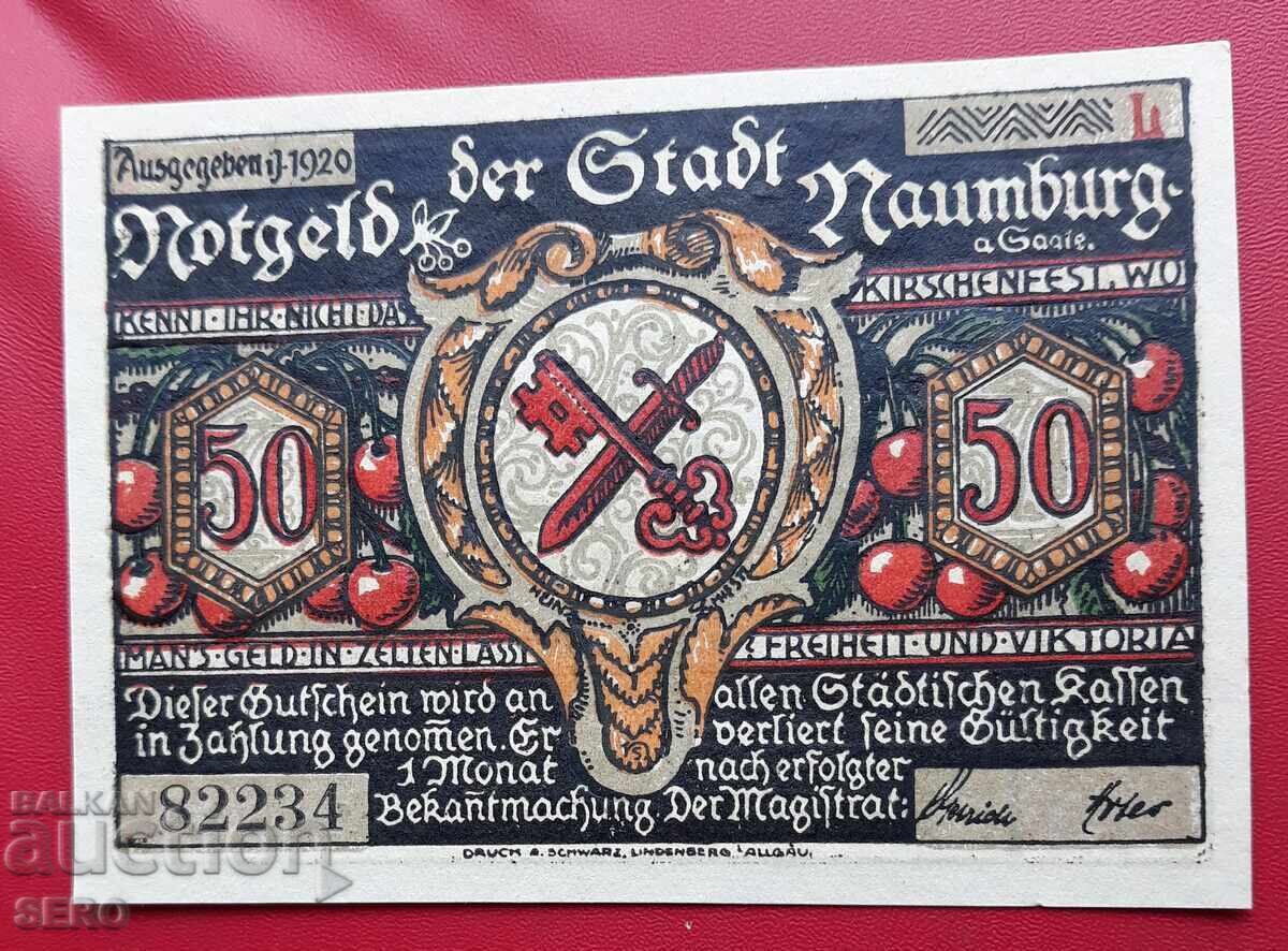 Banknote-Germany-Saxony-Naumburg-50 pfennig 1920 with price 2.00 BGN | € 1.02