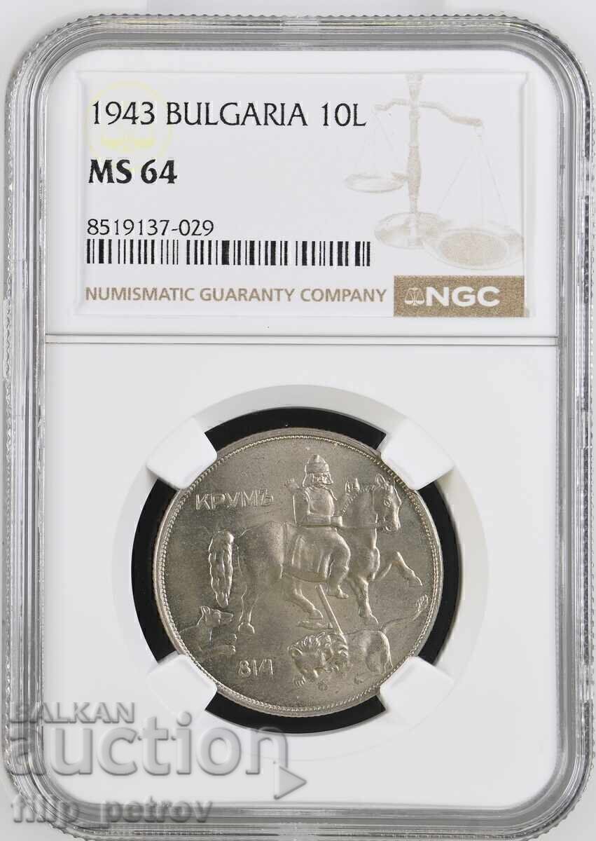 10 λέβα 1943 MS 64 NGC