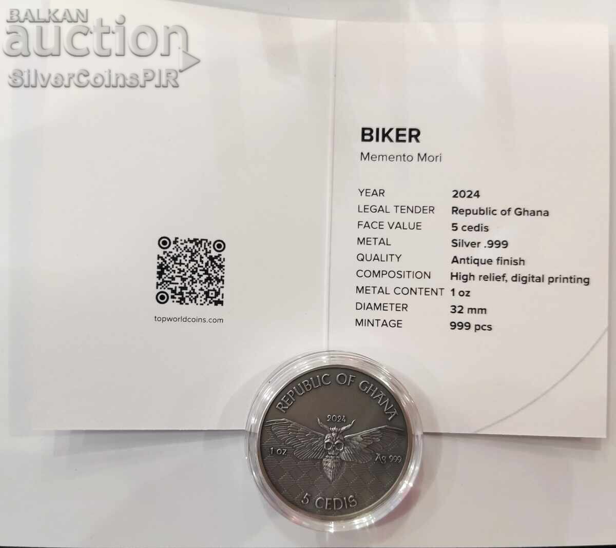 Delivery of Silver 1 Oz Motorist Memento Mori 2024 Ghana 5 Cedis Delivery of Silver 1 Oz Motorist Memento Mori 2024 Ghana 5 Cedis