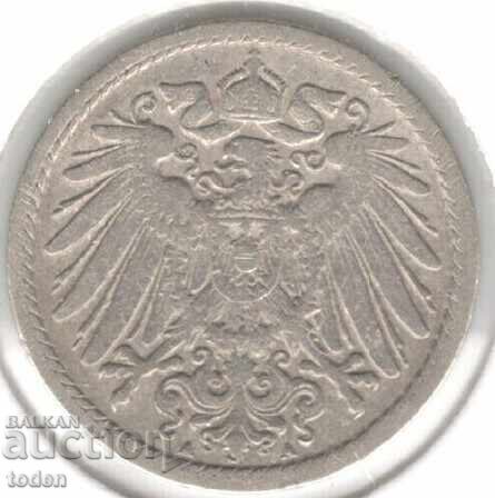 Germany-5 Pfennig-1897 A-KM# 11-Wilhelm II-t. 2-small shield с цена 3.00 лв. | € 1.53