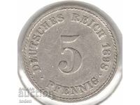 Germania - 5 Pfennig - 1898 A - KM# 11 - Wilhelm II - t. 2 - scut mic
