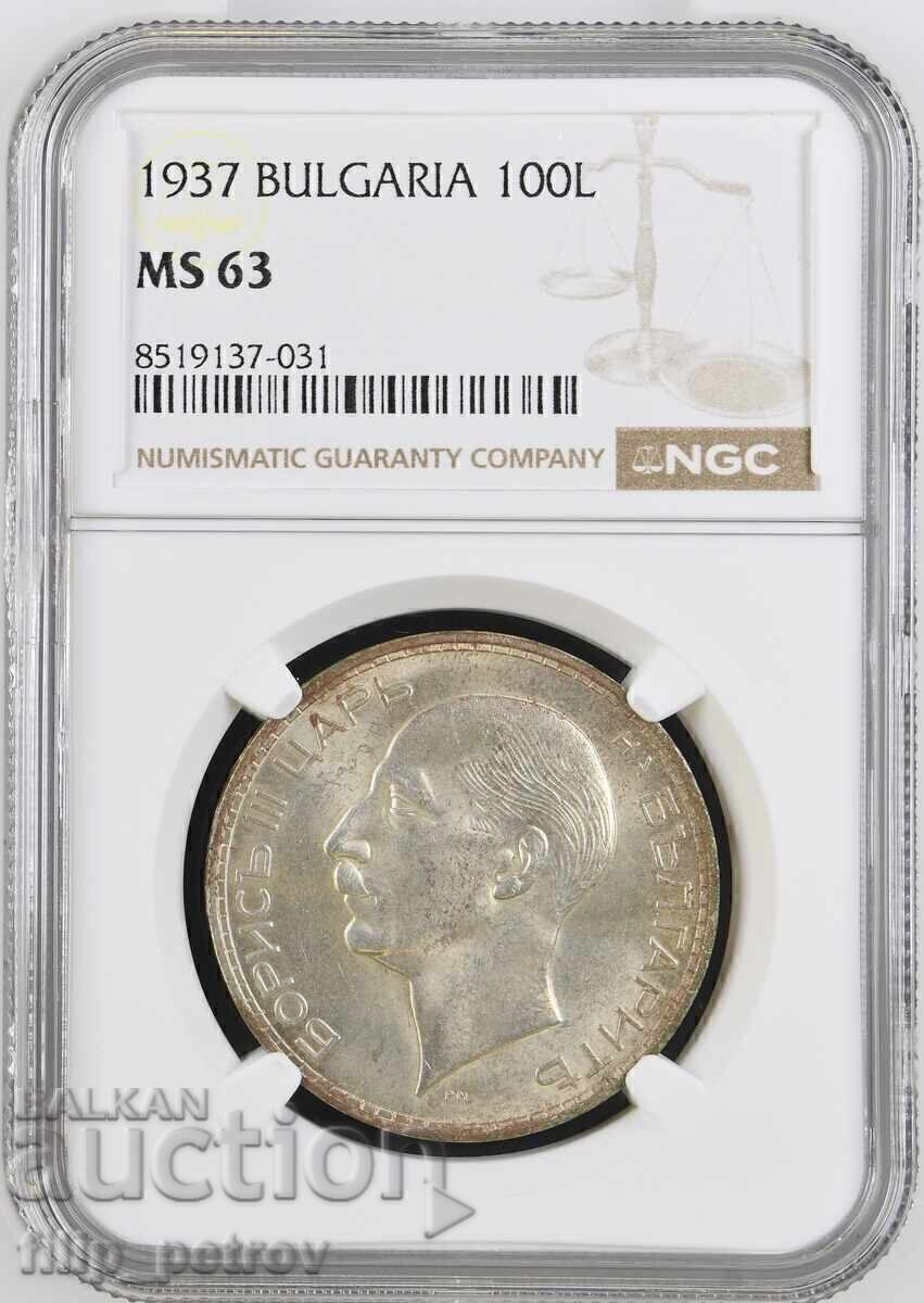 100 Leva 1937 MS 63 NGC