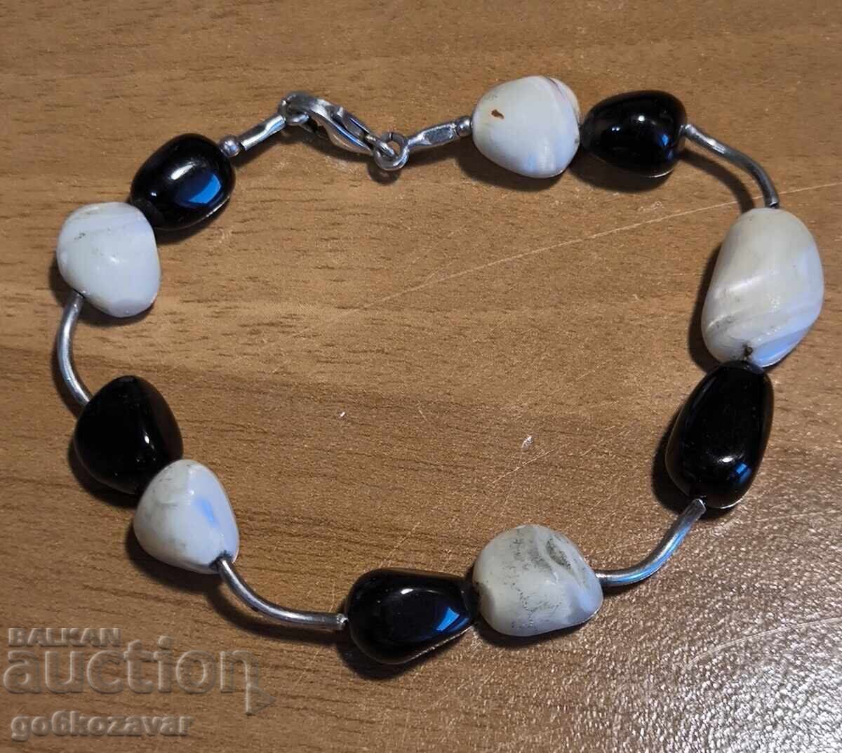 Δημοπρασία Ασημένιο βραχιόλι με φυσικά πετράδια! Υπέροχο!