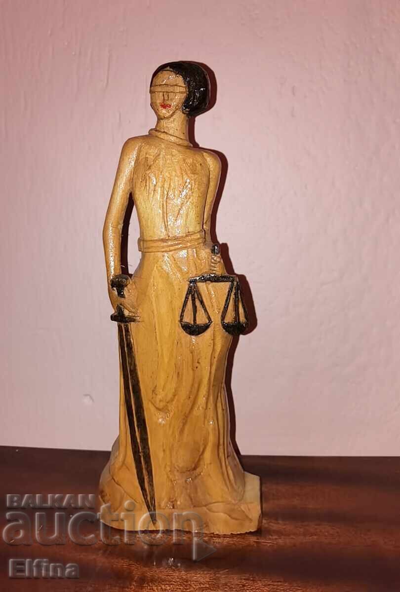 Elegant wooden statuette of the goddess of justice Themis with price 150.00 BGN | € 76.69