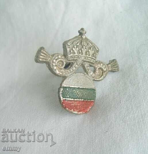 Veche insignă regală de cocardă cu coroană, Bulgaria - 2 buc cu preț 16.00 BGN | € 8.18