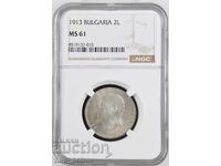 2 lei 1913 MS 61 NGC