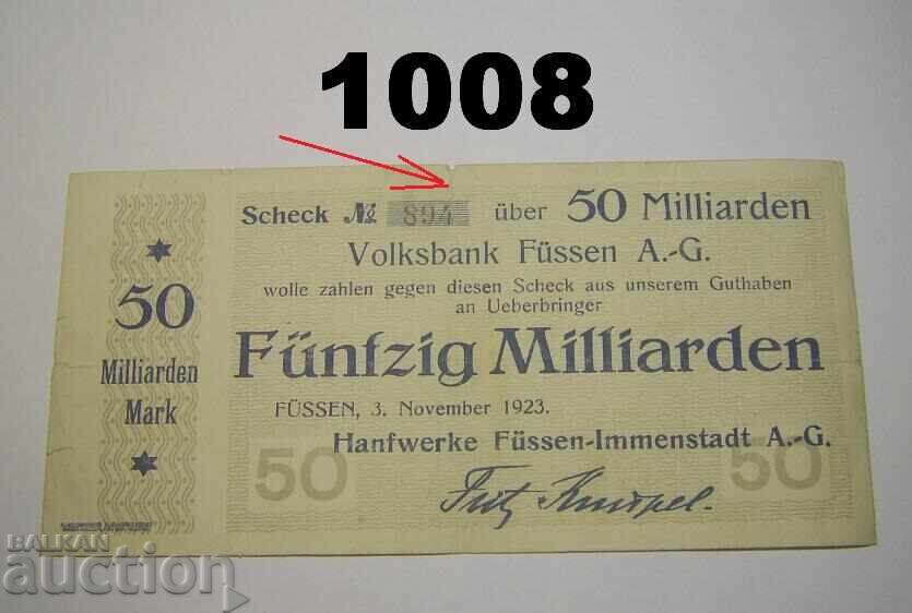Füssen 50 miliarde mărci 1923 Germania Füssen 50 miliarde mărci 1923 Germania