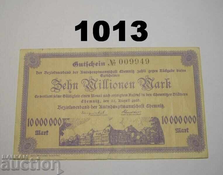 Chemnitz 10 millionen mark 1923 Германия Chemnitz 10 millionen mark 1923 Германия