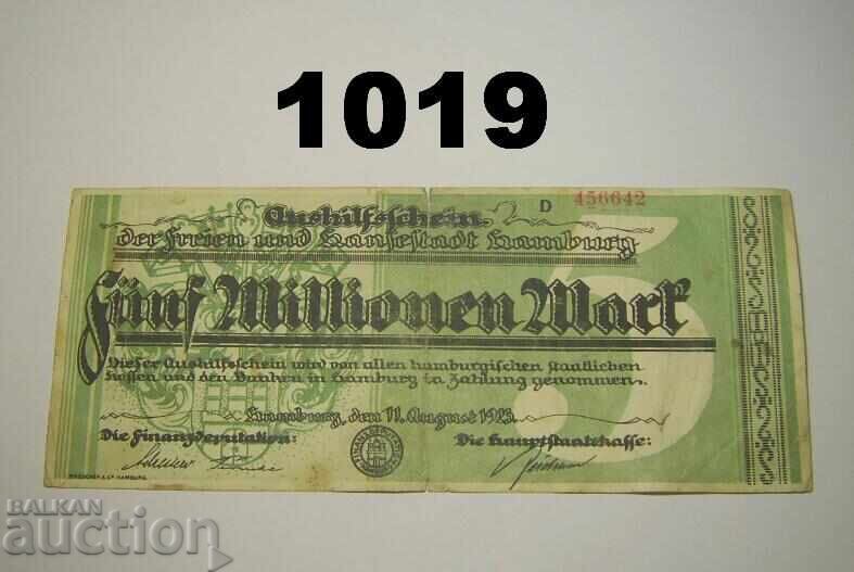 Hamburg 5 milioane mărci 1923 Germania Hamburg 5 milioane mărci 1923 Germania