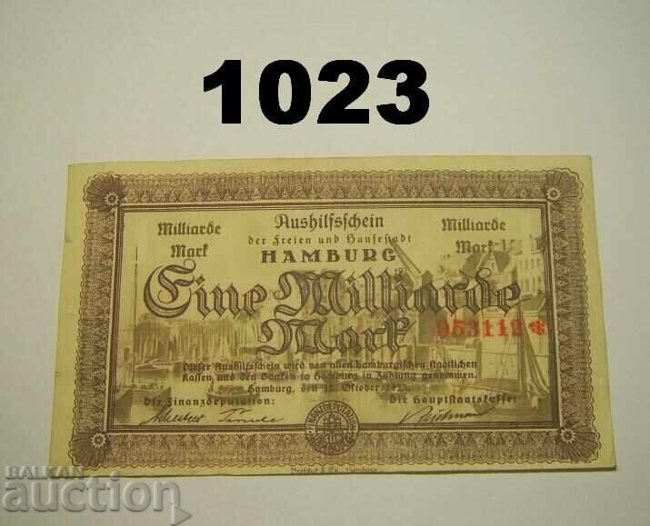 Αμβούργο 1 δισεκατομμύριο μάρκα 1923 Γερμανία