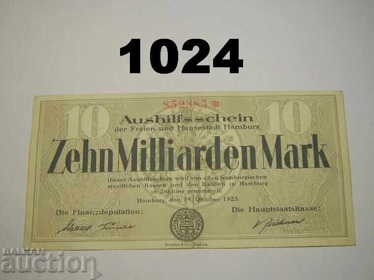 Hamburg 10 billion mark 1923 Germany