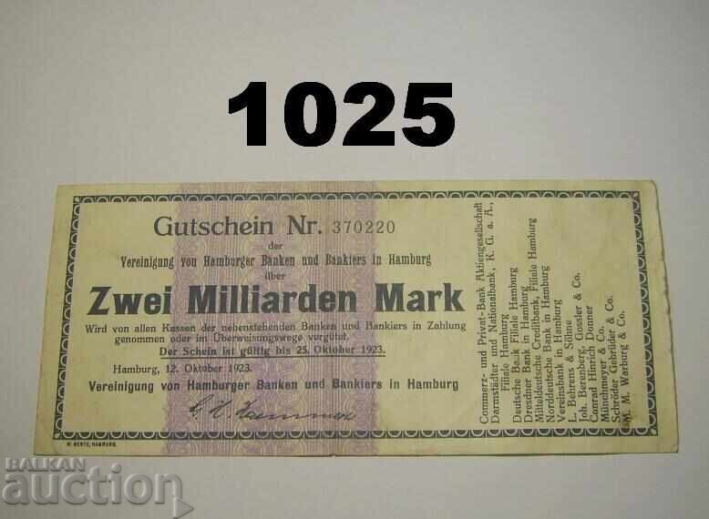 Hamburg 2 billion mark 1923 Germany