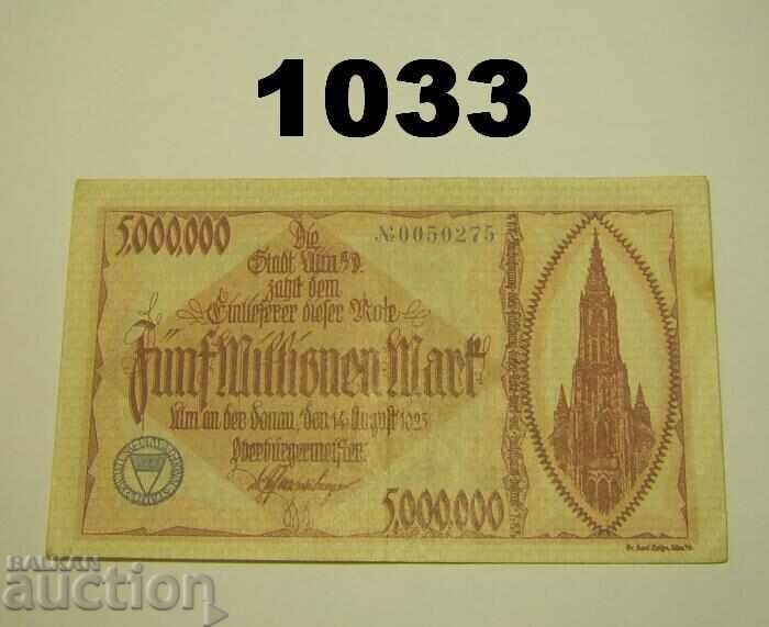 Ulm 5 milioane mărci 1923 Germania