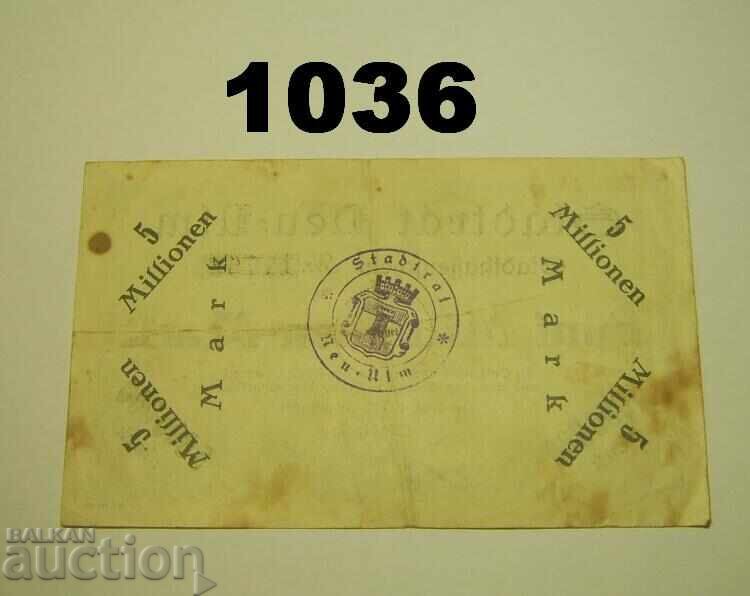 Neu Ulm 5 million mark 1923 Germany with price 3.00 BGN | € 1.53