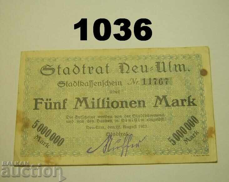 Neu Ulm 5 million mark 1923 Germany