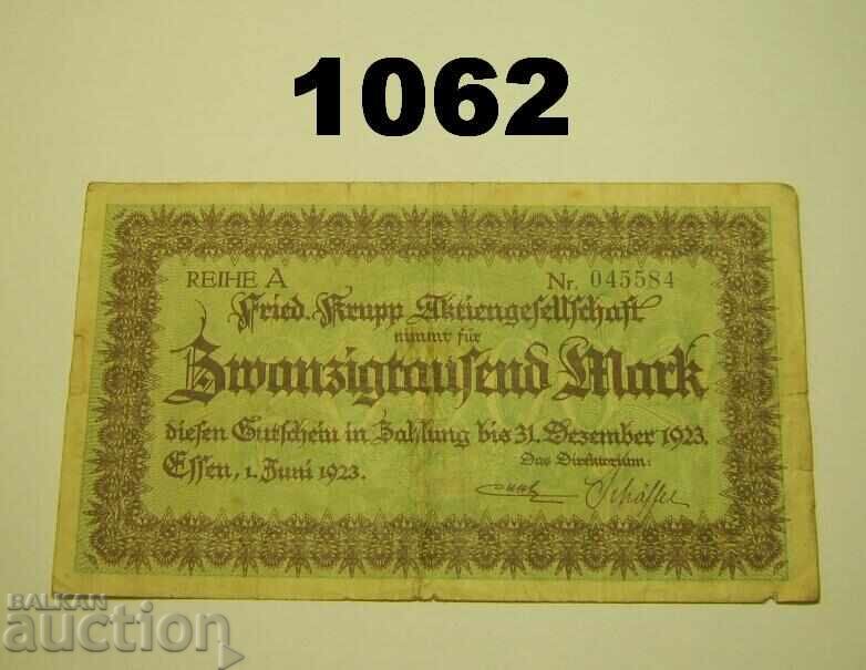 Essen 20,000 Mark 1923 Germany Essen 20,000 Mark 1923 Germany