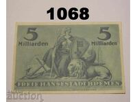 Βρέμη 5 δισεκατομμύρια μάρκα 1923 Γερμανία