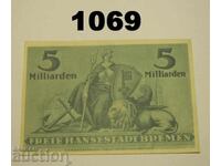 Βρέμη 5 δισεκατομμύρια μάρκα 1923 Γερμανία
