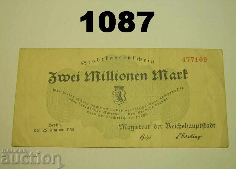 Βερολίνο 2 εκατομμύρια μάρκα 1923 Γερμανία